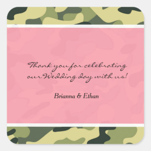 Green Camo Camouflage & Pink Stickers