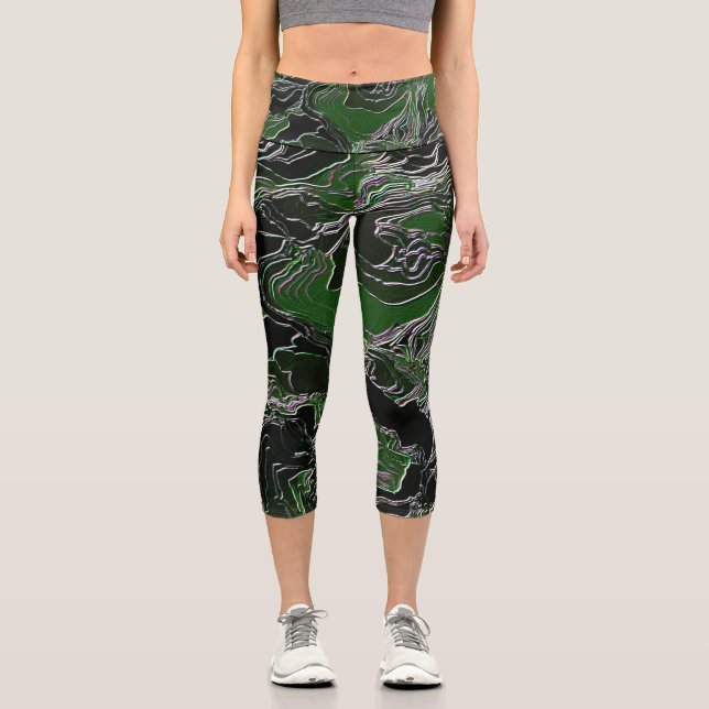 Green Camo Capri Leggings (Front)