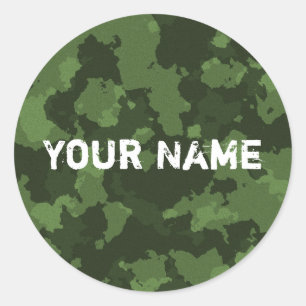 green camo classic round sticker
