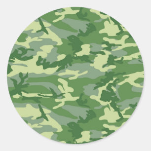 Green Camo Classic Round Sticker
