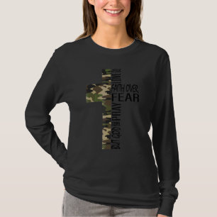 Green Camo Cross Christian Religious Quotes Faith T-Shirt
