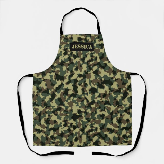 Green Camo Custom Name Apron (Front)