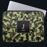 Green Camo Custom Name Device Laptop Sleeve<br><div class="desc">Green camo laptop/device protection sleeve. Add any persons name and monogram for a special gift. Visit my shop for the entire laptop and phone case cover collection.</div>