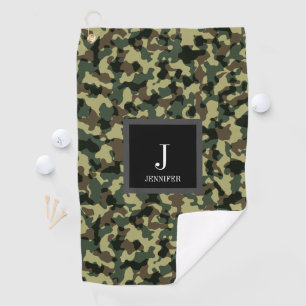 Green Camo Custom Name Golf Towel