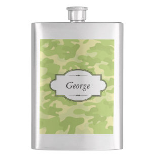 Green Camo Design Personalised Flask