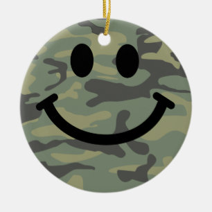 Green Camo Face Ceramic Tree Decoration
