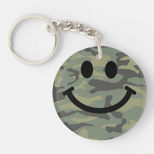 Green Camo Face Key Ring (Front)