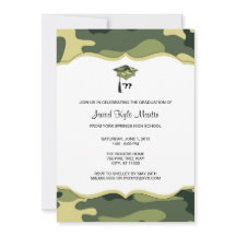 Green Camo Graduation Ceremony or Party Invites