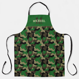 Green Camo Grill Style Monogram Apron