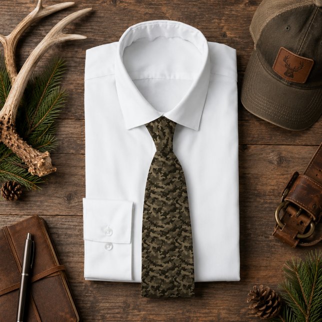 Green Camo Hunter Rustic Pattern Tie (Creator Uploaded)