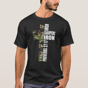 Green Camo Iron Sharpens Iron Christian Verse Fami T-Shirt