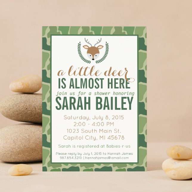 Green Camo Little Deer Baby Shower Invite (Creator Uploaded)