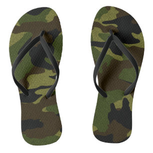 Green Camo Military Camouflage Pattern Flip Flops