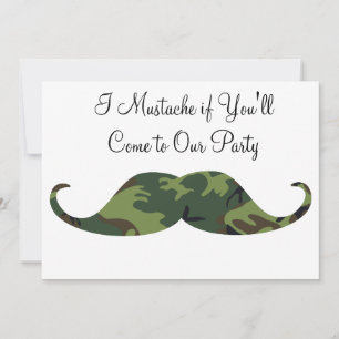 Green Camo Moustache - I Moustache if You'll Party Invitation