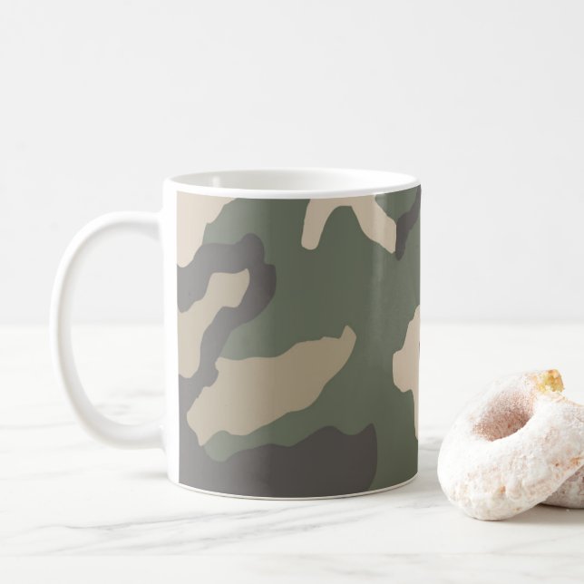 Green Camo Pattern Coffee Mug (With Donut)