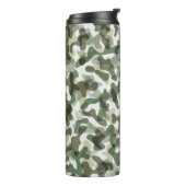 Green Camo pattern in earth tones with brown Thermal Tumbler (Rotated Left)