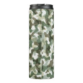 Green Camo pattern in earth tones with brown Thermal Tumbler (Back)