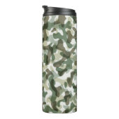 Green Camo pattern in earth tones with brown Thermal Tumbler (Rotated Right)