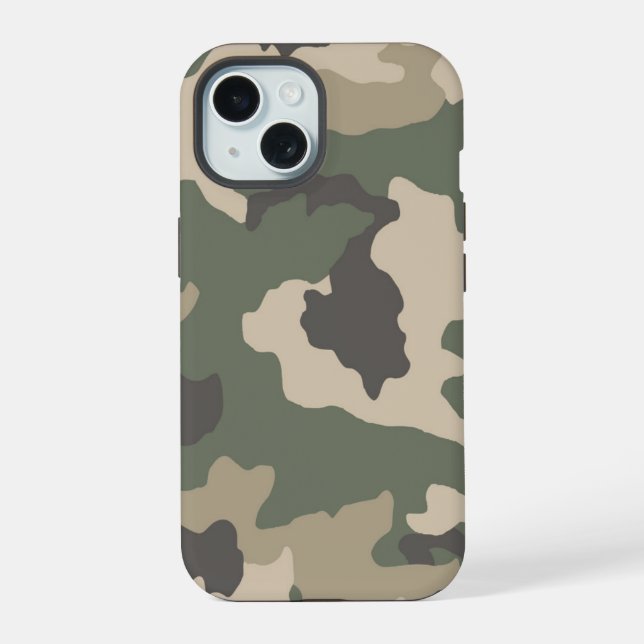 Green Camo Pattern iPhone 15 Case (Back)