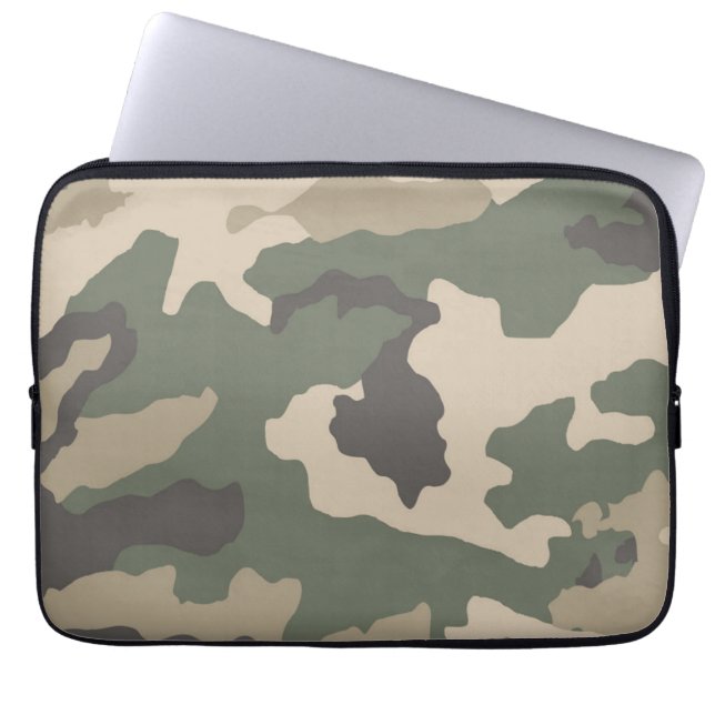 Green Camo Pattern Laptop Sleeve (Front)