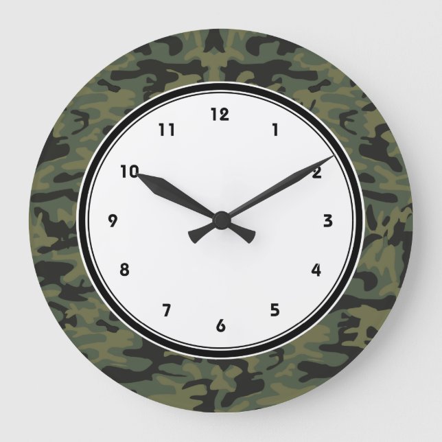 Green camo pattern large clock (Front)