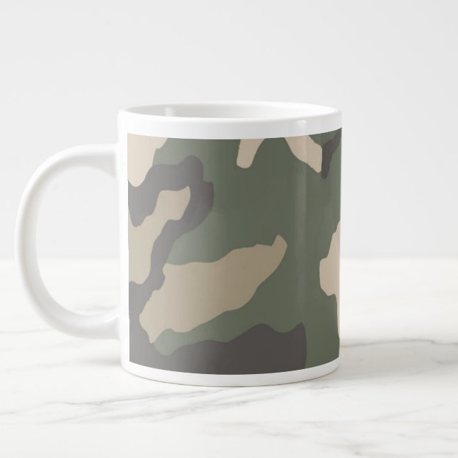 Green Camo Pattern Large Coffee Mug (Left)