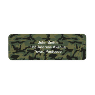 Green camo pattern return address label