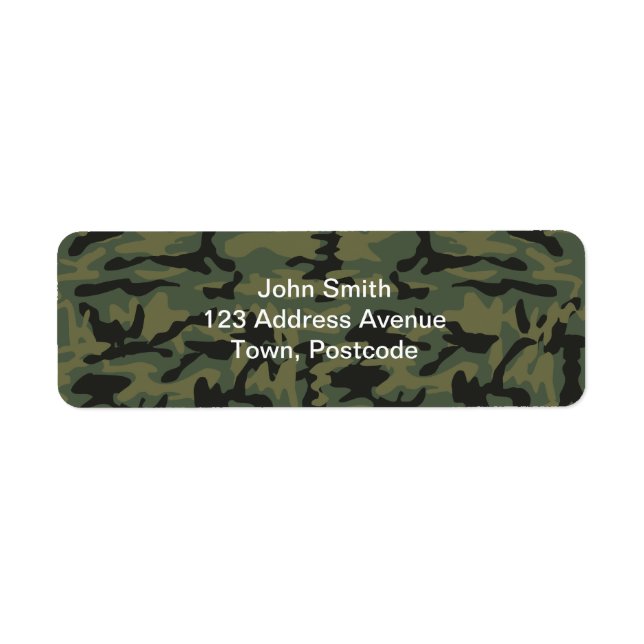 Green camo pattern return address label (Front)