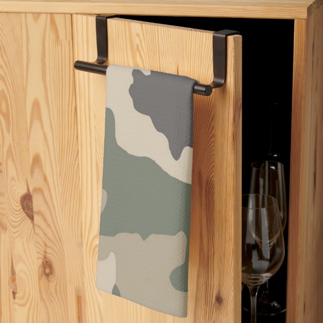 Green Camo Pattern Tea Towel (Thirds Fold)