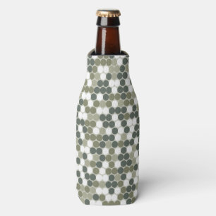 Green camo pattern with abstract retro dots bottle cooler