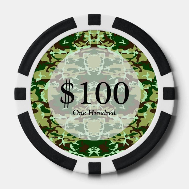 Green camo poker chips (Front)