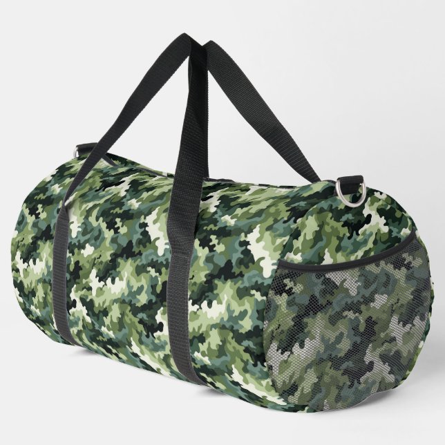 Green Camo Print Duffle Bag (Right Corner)