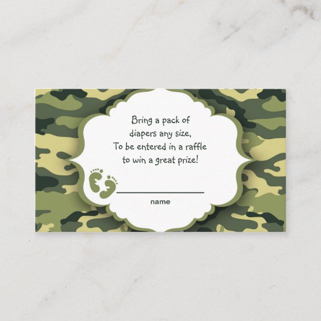 Green Camo raffle tickets or insert cards (Front)