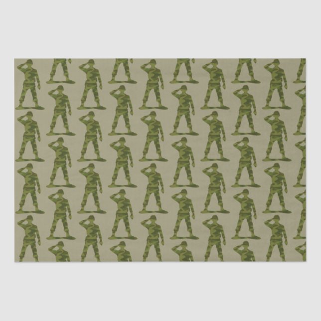 Green Camo Saluting Soldiers Pattern   Tissue Paper (Front)