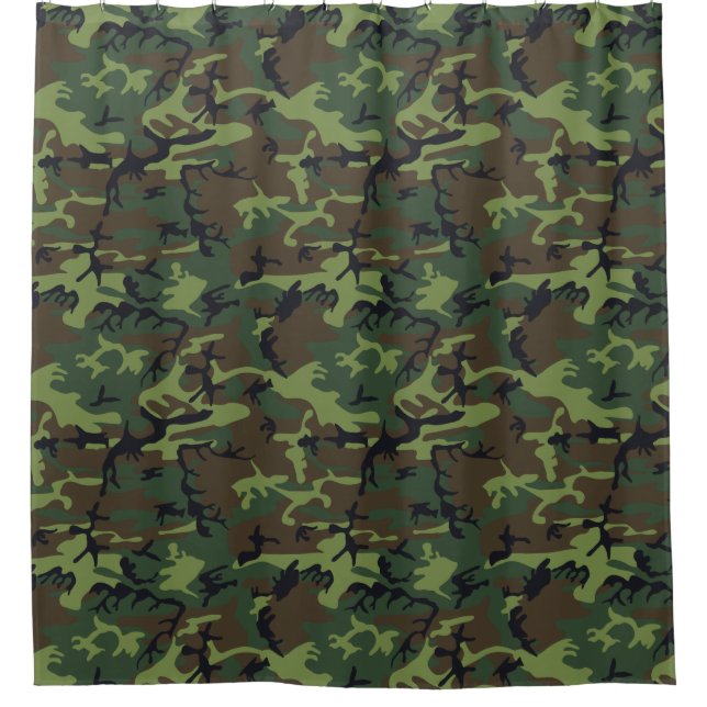 Green Camo Shower Curtain (Front)