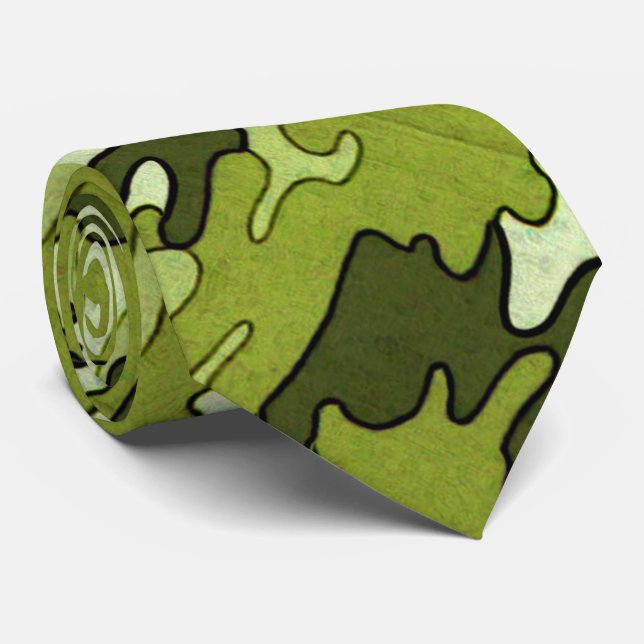 Green Camo Tie (Rolled)