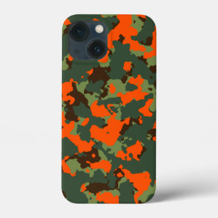 Green Camo with Safety Blaze Orange iPhone 13 Mini Case