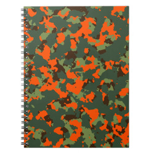 Green Camo with Safety Blaze Orange Notebook