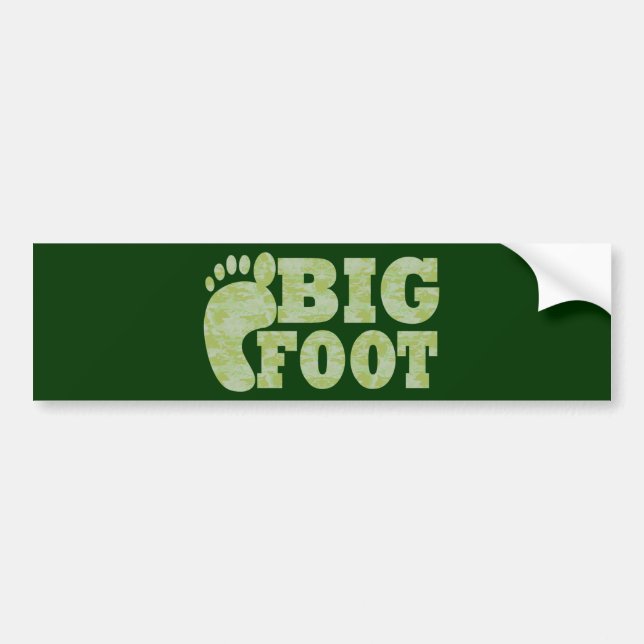 Green camouflage Bigfoot text Bumper Sticker (Front)