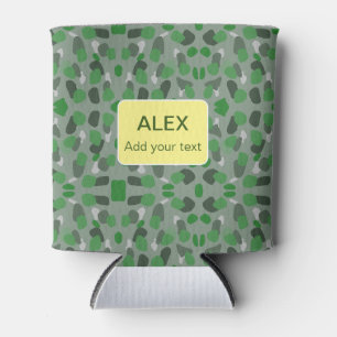 Green camouflage camo add name text school college can cooler