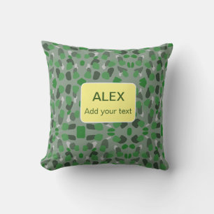 Green camouflage camo add name text school college cushion