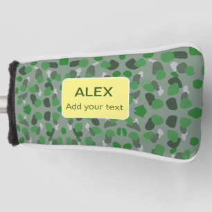 Green camouflage camo add name text school college golf head cover