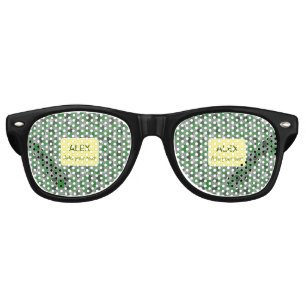 Green camouflage camo add name text school college retro sunglasses