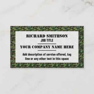 Green Camouflage Camo Pattern Business Card