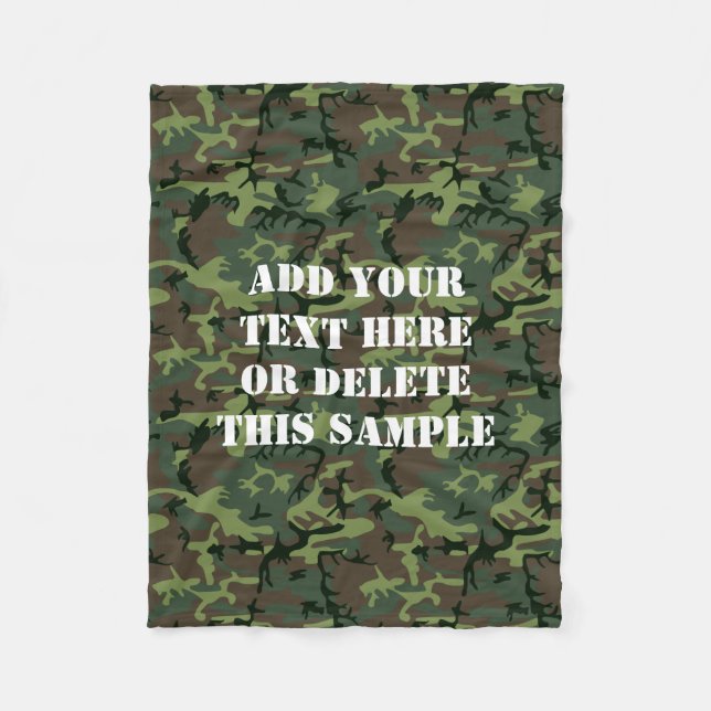 Green Camouflage Camo Pattern Personalised Fleece Blanket (Front)