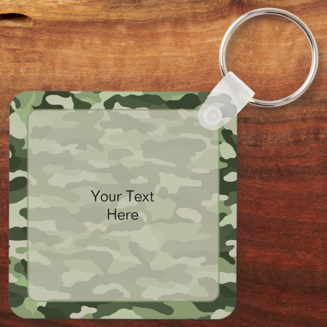 Green Camouflage Custom Aluminium Key Ring (Back)