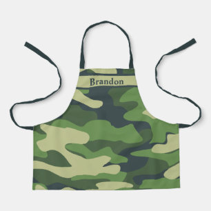 Green Camouflage Hunter Neutral Pattern Monogram Apron