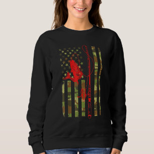 Green-Camouflage-Knitting Flag Fishing Pole Americ Sweatshirt