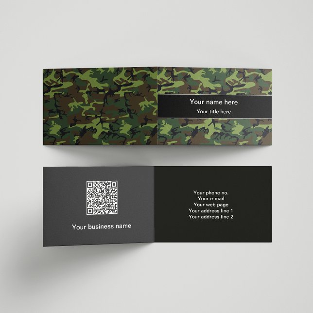 Green Camouflage, Military, Army Business Card (Creator Uploaded)