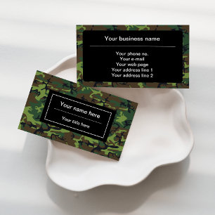 Green Camouflage, Military, Army Business Card